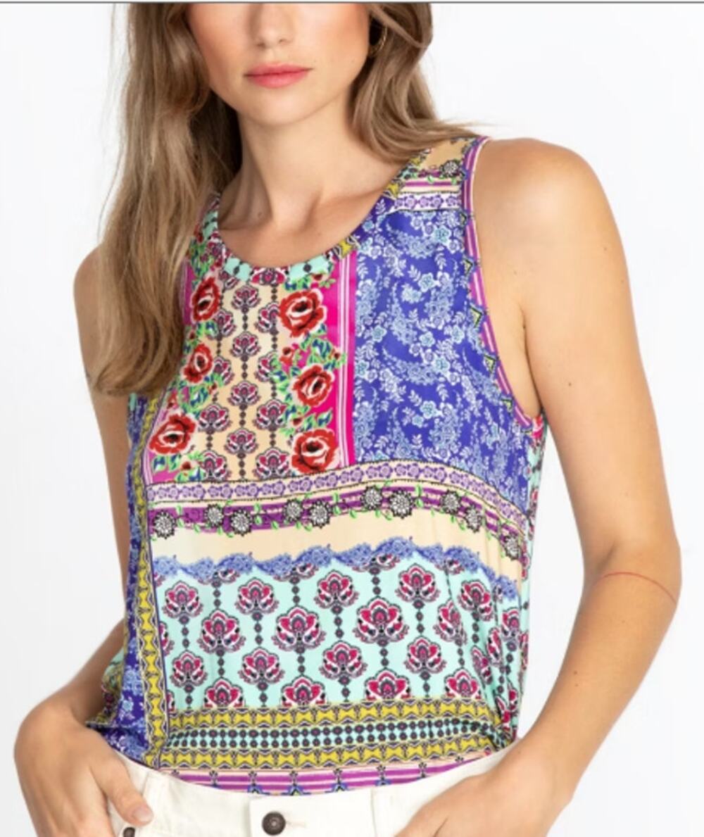 Johnny Was Franco Swing Tank Small Floral Boho Sleeveless Swing Top Viscose